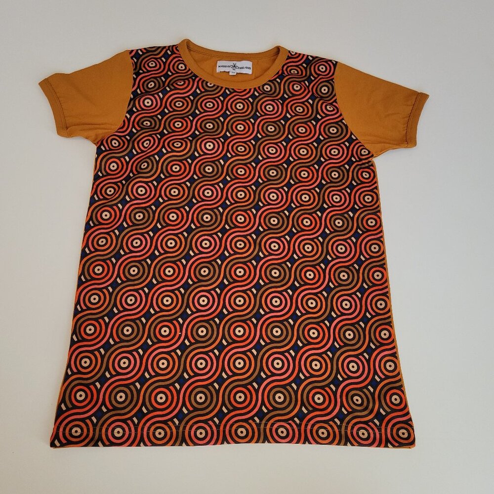Madcap England MCM Mod 60s 70s Geo Pattern Short Sleeve T Shirt Size XS NWOT